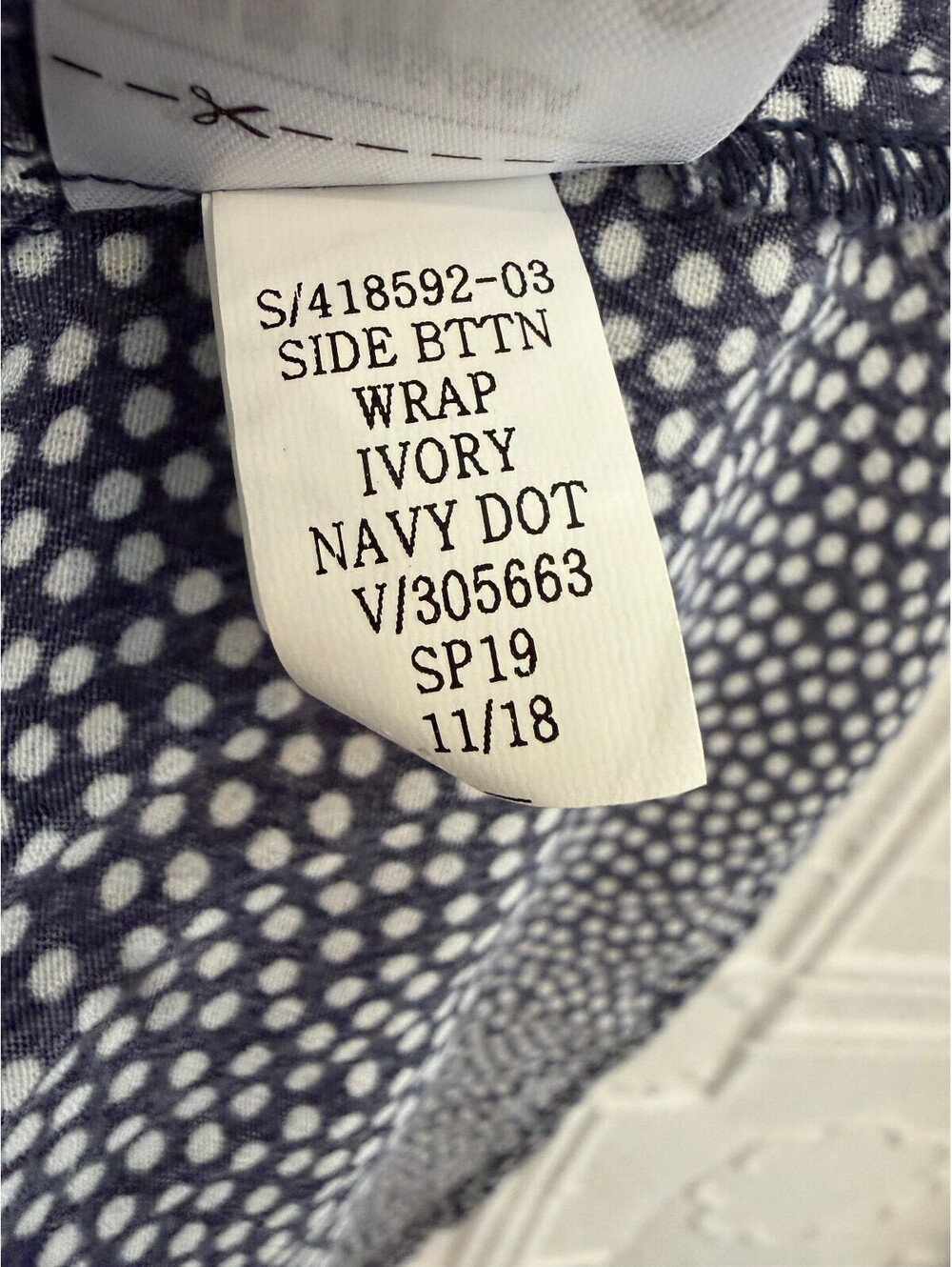 GAP Navy Blue Polka Dot Side Button Wrap Midi Dress S - Picture 10 of 12